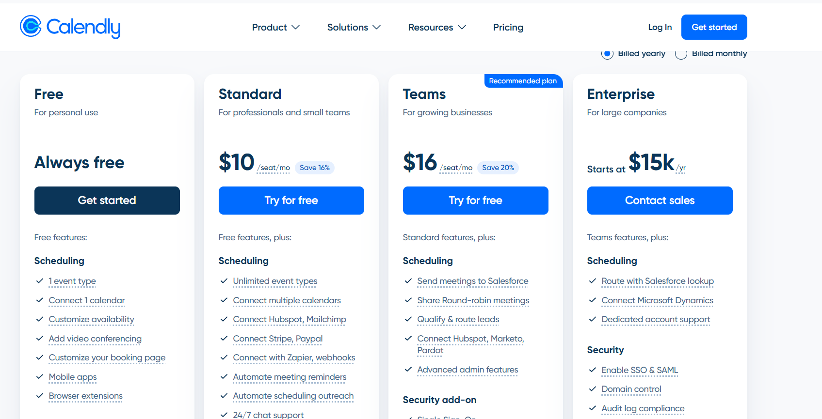 Calendly pricing